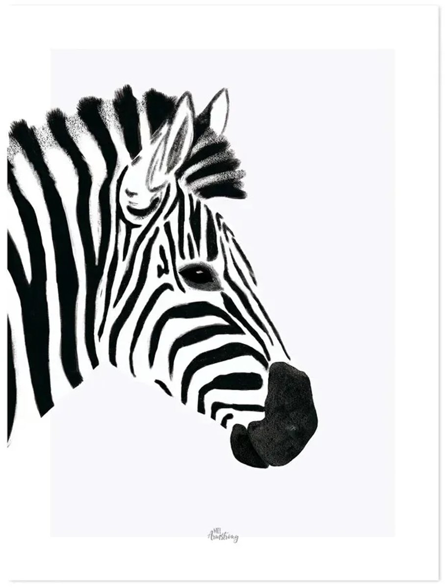 Poster zwart wit zebra van Lilipinso