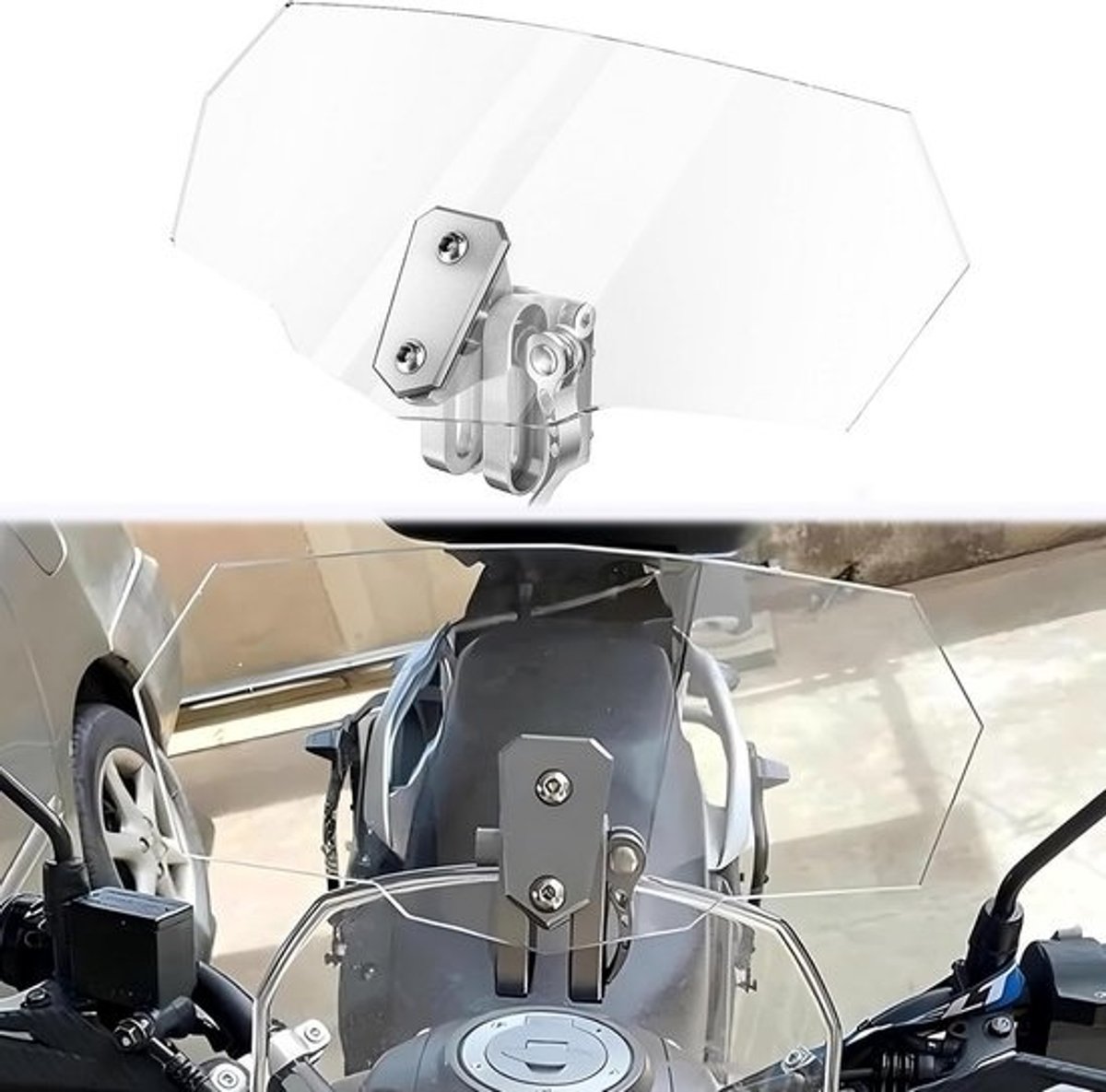 Verstelbare transparante winddeflector voor motorfietsen
