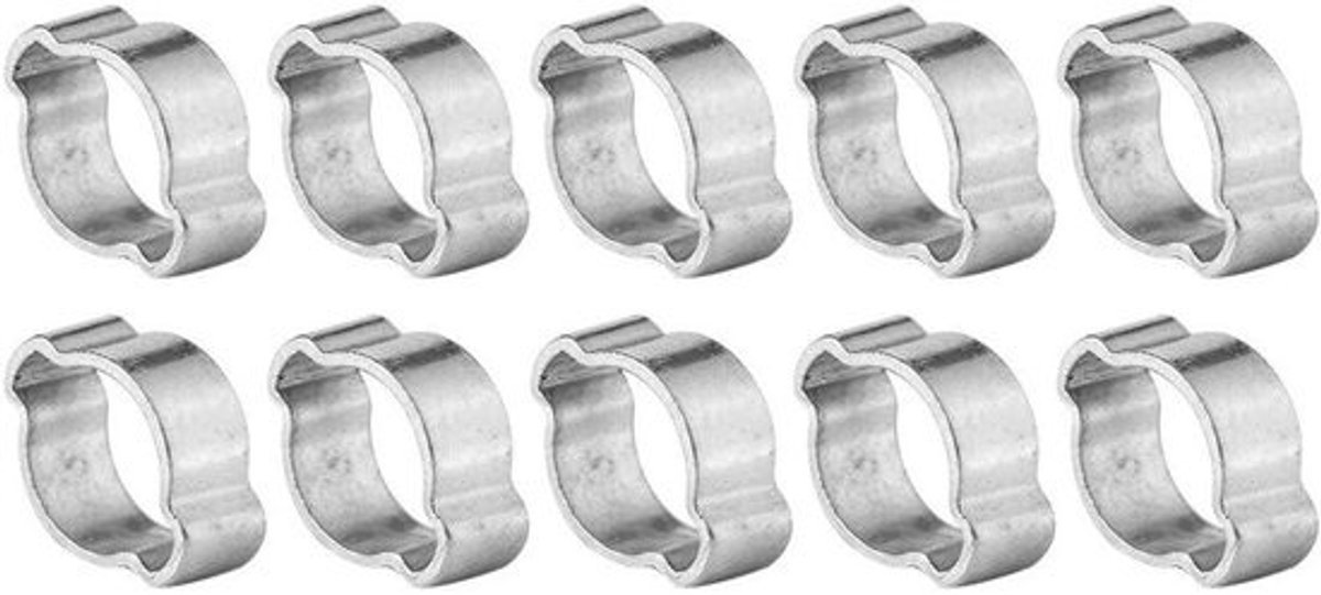 Slangklem - Twee-oor klem - Slangen Bevestigen - Verzinkt Roestvrij Staal - 9-11 mm - Zilverkleurig