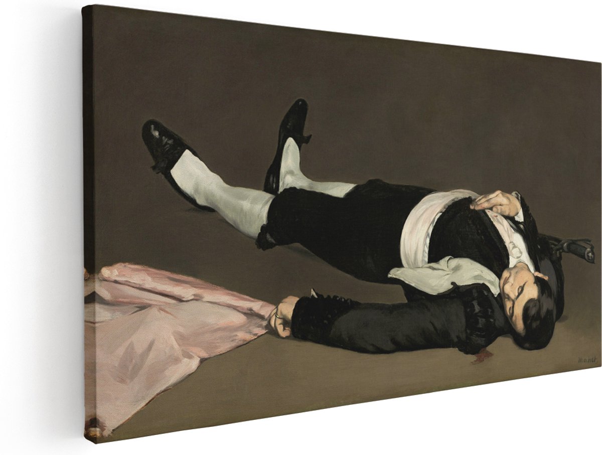 Artaza Canvas Schilderij Stier Schilderij Manet - 160x80 cm - Groot - Wanddecoratie Olieverfschilderij - Muurdecoratie Klassiek Portret - Schilderijen Op Canvas