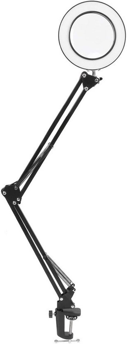 Vergrootglas Lamp met Klem en 5x Vergroting, USB Dimbare LED Tafellamp met Flexibele Arm