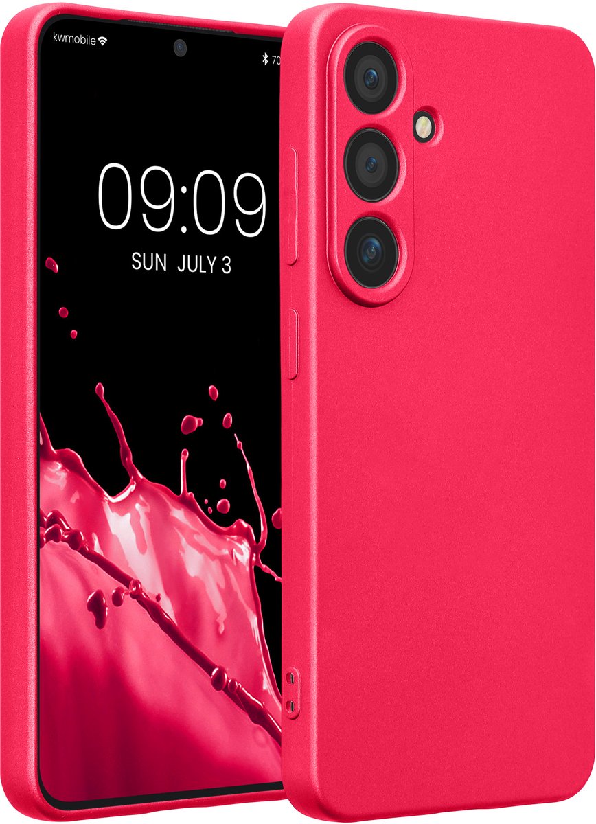 kwmobile metallic telefoonhoesje van TPU - geschikt voor Samsung Galaxy S25 - Flexible case voor smartphone - In metallic roze