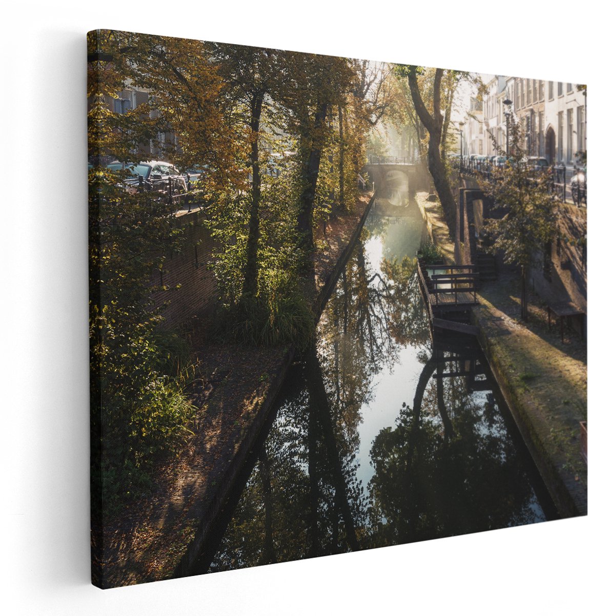 Artaza Canvas Schilderij Nieuwe Gracht In Utrecht - 150x120 cm - Groot - Wanddecoratie Woonkamer - Schilderijen - Muurdecoratie