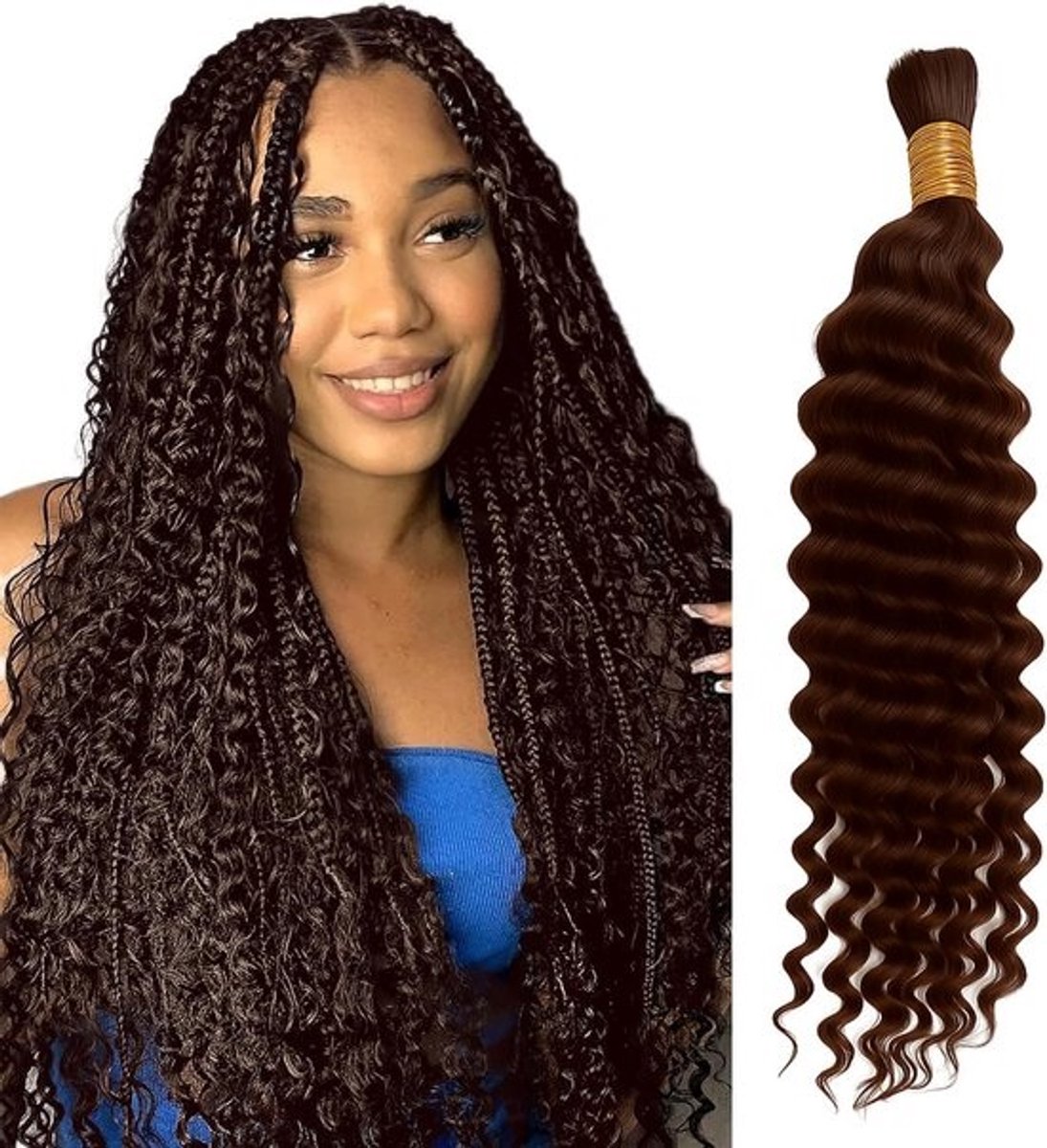 Diepe Golf Bulk Vlechtinhaar voor Boho Braids Onbewerkt Braziliaans Menselijk Haar 50g
