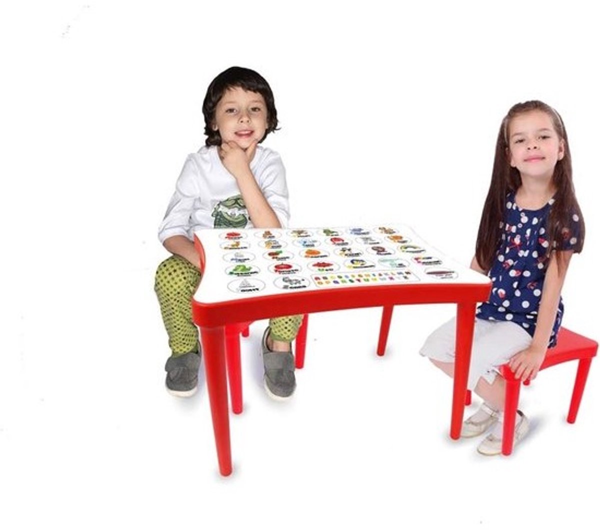 Kindertafel- en stoelenset 3-delig voor Binnen en Buiten