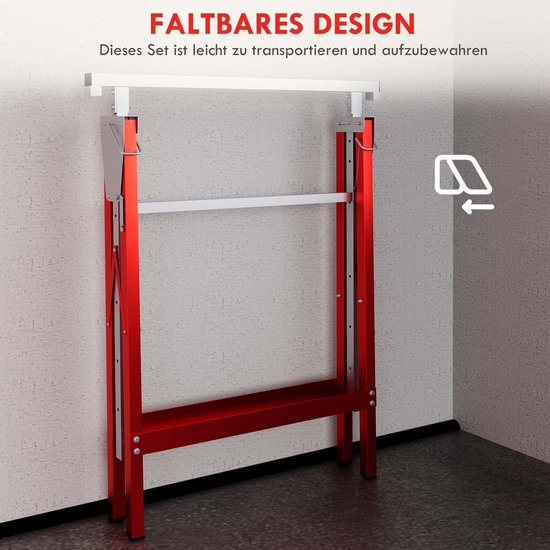 HOMCOM - Steigerbok - van Staal - 68L x 58B x 80-130H cm - Rood van HOMCOM — afbeelding 5