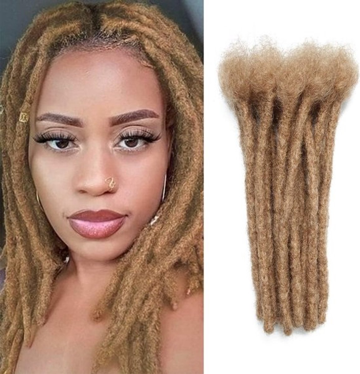 20 Stuks Handgemaakte Dreadlock Extensions Echt Menselijk Haar Lichtbruin 8 Inch