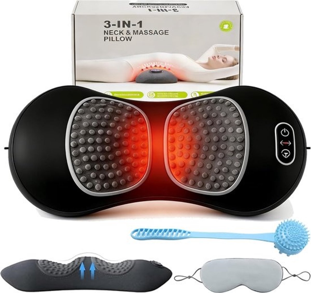 Rugmassageapparaat - Rugtherapie apparaat - Pijnverlichting - 3-in-1 Systeem - 59 x 8 x 8 cm - Zwart