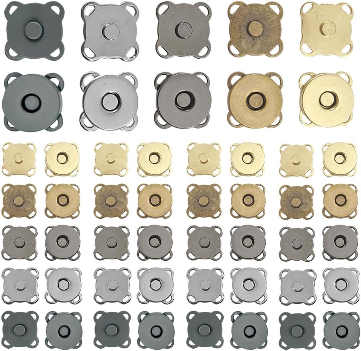50 Paar Magnetische Knopen voor Tassen, Snap Knopen, Metaal Knopen voor Naaiwerk en Creatieve Projecten (14mm, 5 Kleuren)