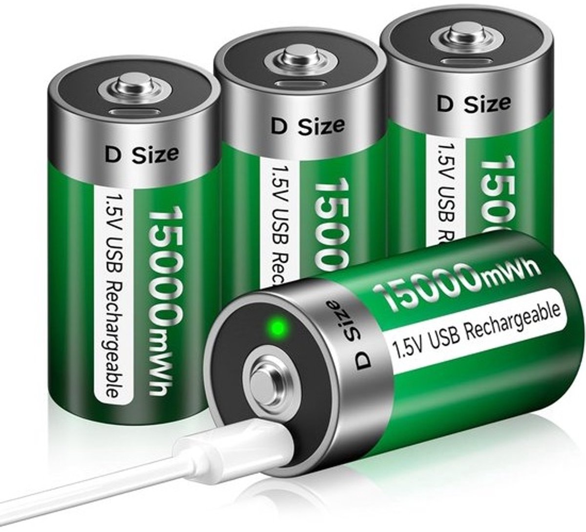 Oplaadbare D Batterijen - Lithium Cellen - Energievoorziening Apparaten - Direct USB Type C Laden - 15000mAh Capaciteit