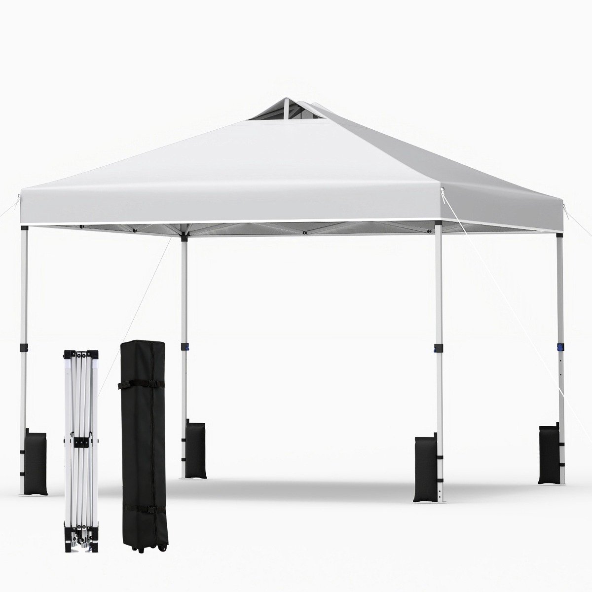 SureDeal® - Partytent - Pop Paviljoentent - Stevig - Zilverkleurig Dak Draagbaar - Zandzakken Haringen - 300x300x250 cm - Wit