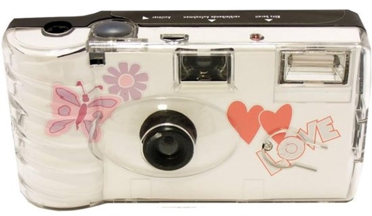 10 x 1A Photo Porst bruiloftscamera met vlinder/wegwerpcamera/feestcamera (27 foto's, met flits, 10 stuks per verpakking)