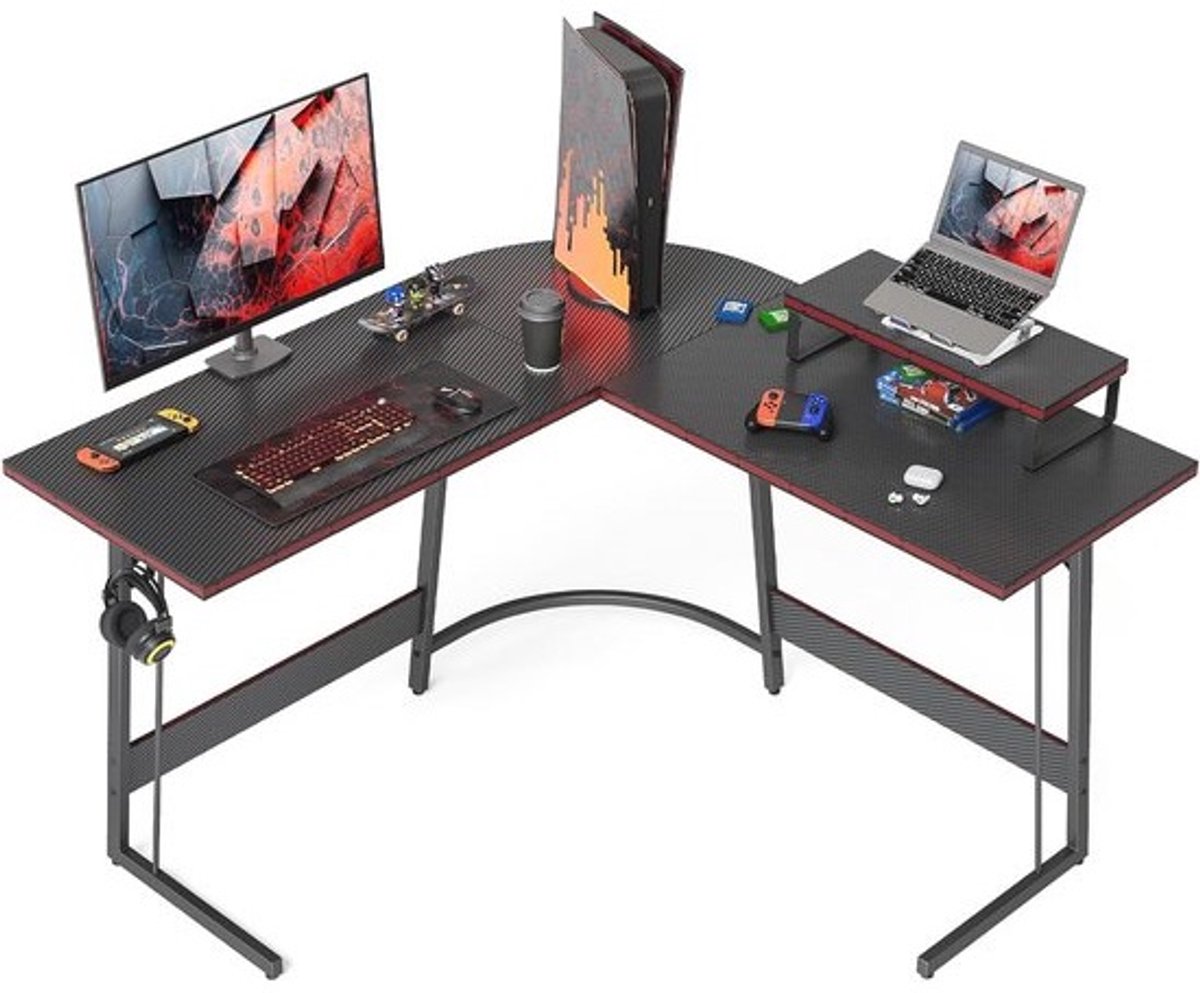 Gaming Hoekbureau 120 x 120 cm met Monitorstandaard - Ruimtebesparend en Eenvoudig Te Monteren