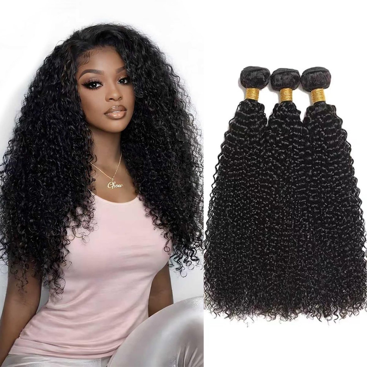 NICMISS Kinky Curly Bundles Human Hair Weave Hair Extensions 12 14 16 inch - ShopVlot