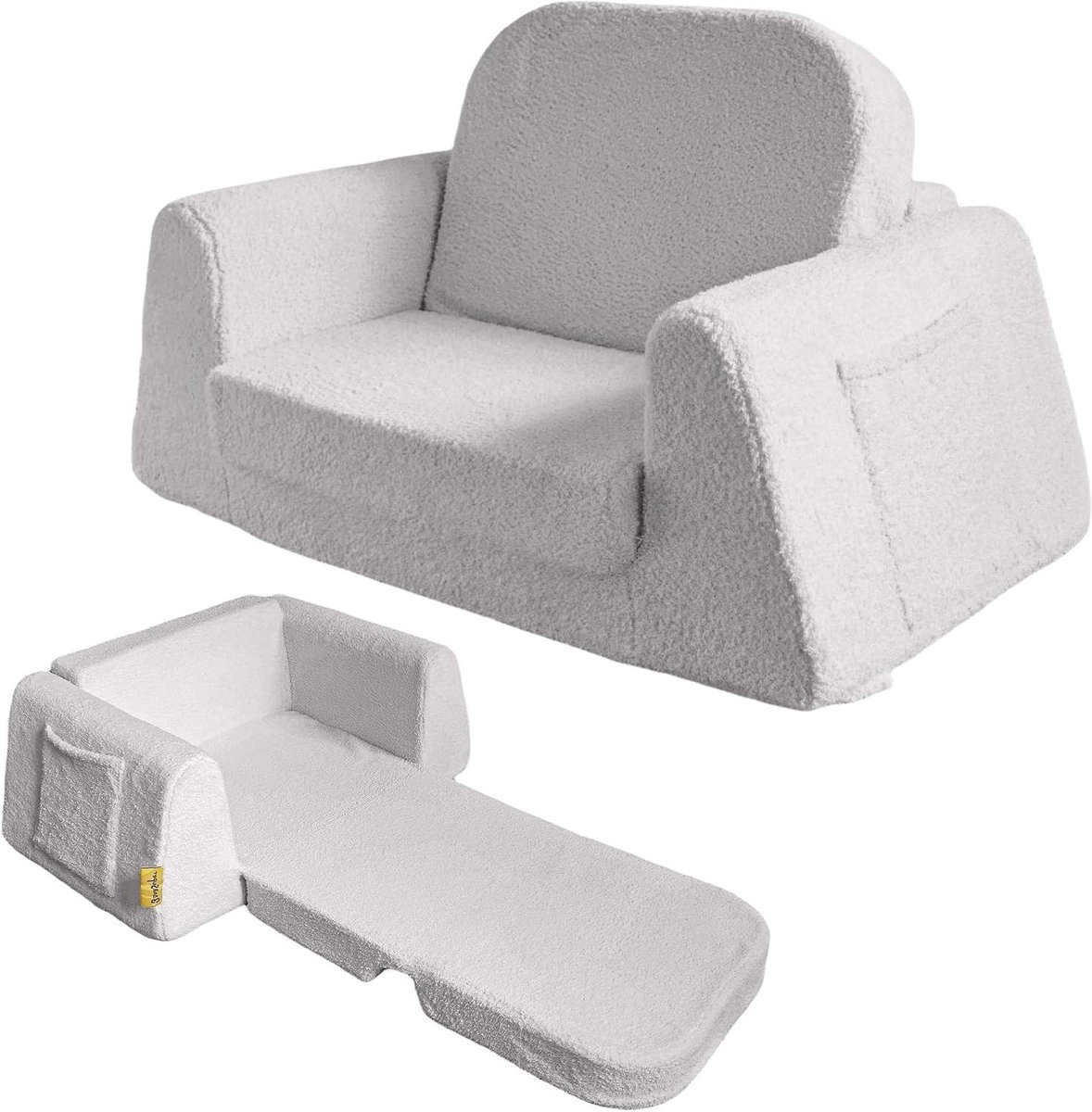 Kinderbank - Zitbank Bed - Spelen Ontspannen - 2-in-1 Ontwerp - 74 cm Breed - Grijs