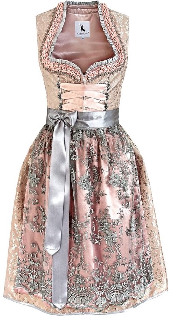 Elegante Midi-Dirndl met Kanten Schort voor Dames