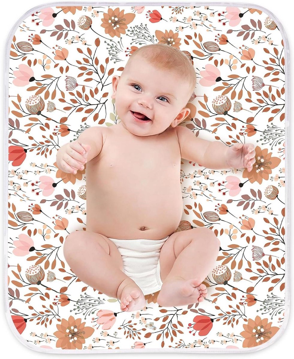 Baby Verschoonmat - Onderlegger Mat - Onderweg Luiers - Drielaags Waterdicht - 61x76 cm - Roze Bloemen