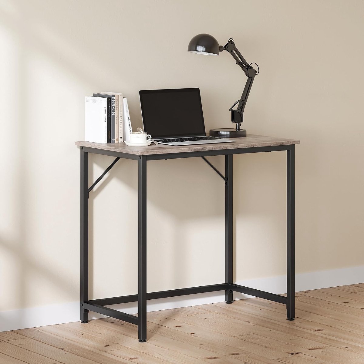 Computerbureau - Bureau tafel - Thuiswerken - Industriële stijl - 80 x 50 cm - Grijs en zwart thumbnail 4