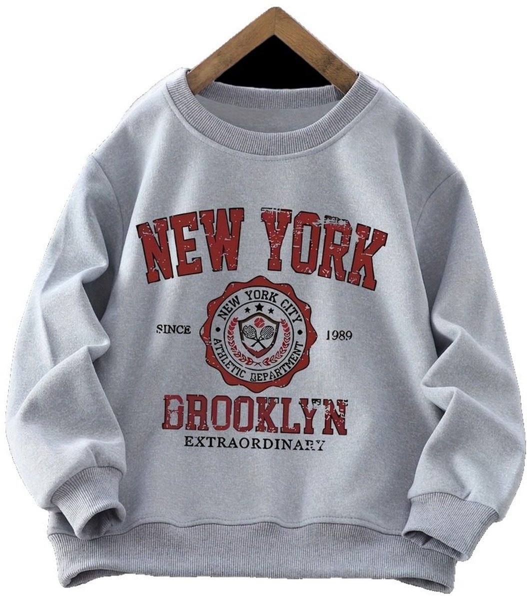 Currero Sweater Jongens Sweaters Sweatshirt Hoodie Warme Trui Pullover Jumper Crewneck Vest 11-12 Jaar Grijs