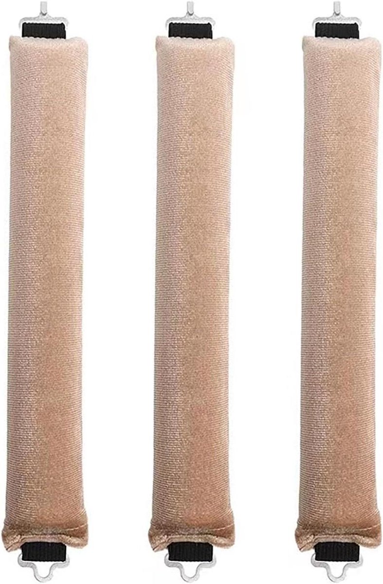 Hitteloze Krulspelden - Krultang Rollers - Nachtelijk Haar Stijlen - Zacht Fluwelen Materiaal - 3 Stuks - Kaki