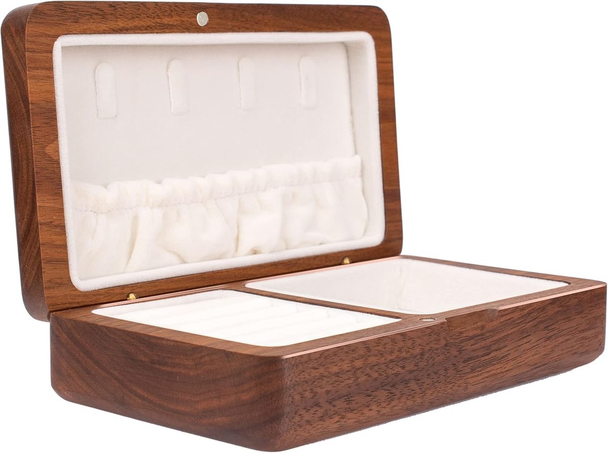 Retro Reislade voor Dames - Houten Mini Sieradenopbergdoos voor Organisatie en Display van Sieraden