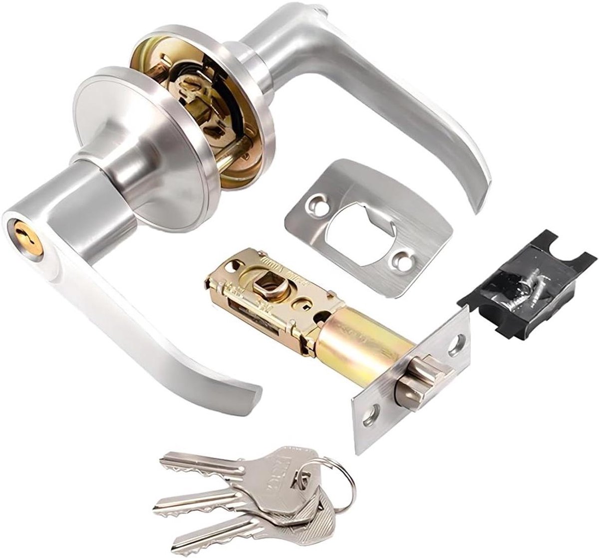 Deurklinkslot Set - Privacy Knop - Interieur Beveiligen - Inclusief 3 Sleutels - 3.5-5cm Deurdikte - Zilver