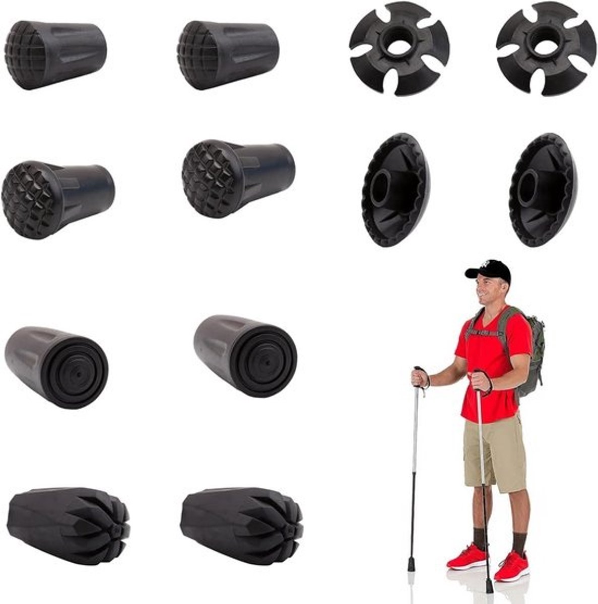 Wandelstok Rubber Sets - Nordic Walking Accessoires - Veilige Grip - TPR Anti-slip Schokdemper - 12 Stuks