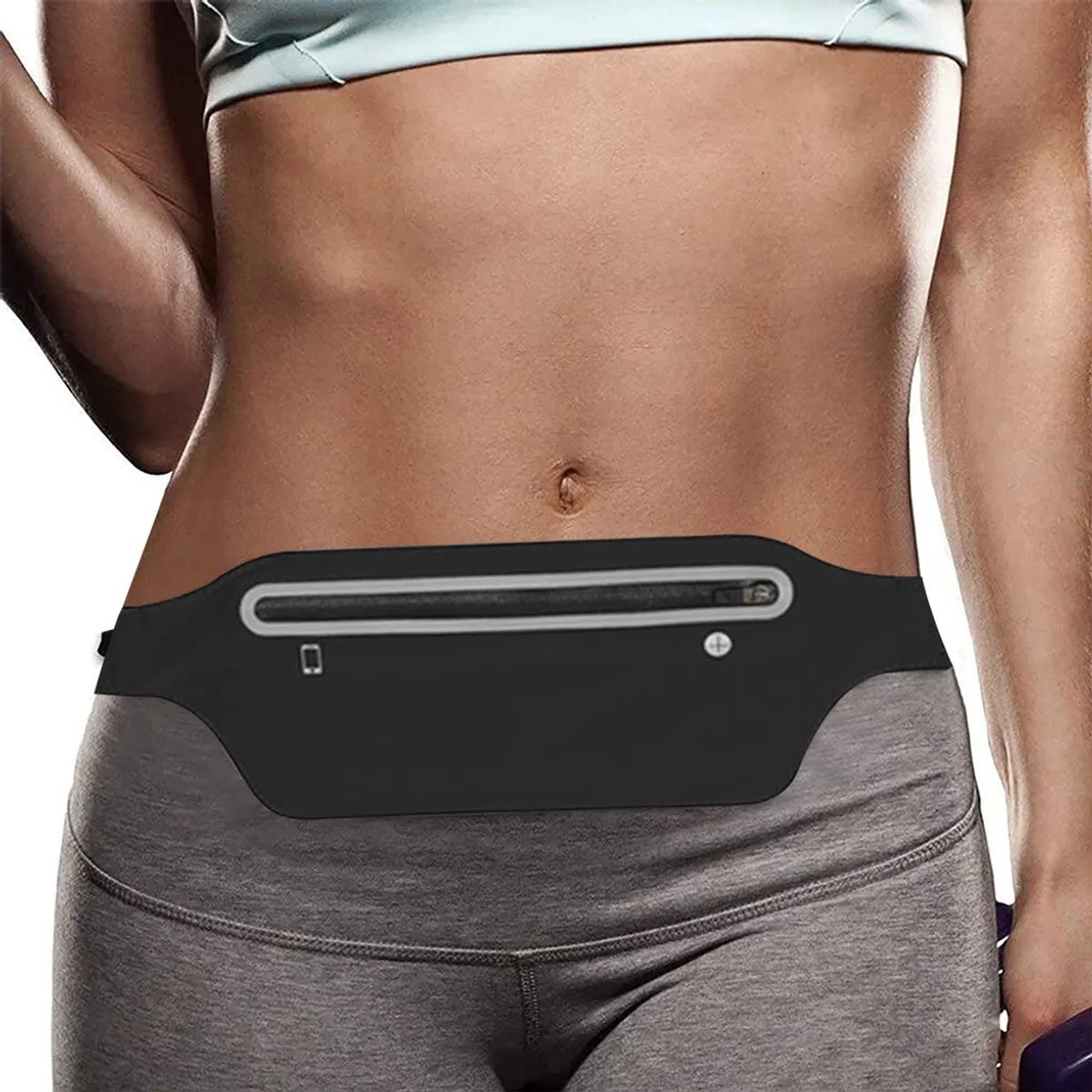Sport heuptas, hardlooptas, telefoontas, joggingriem, unisex heuptas, hardloopriem, zwart
