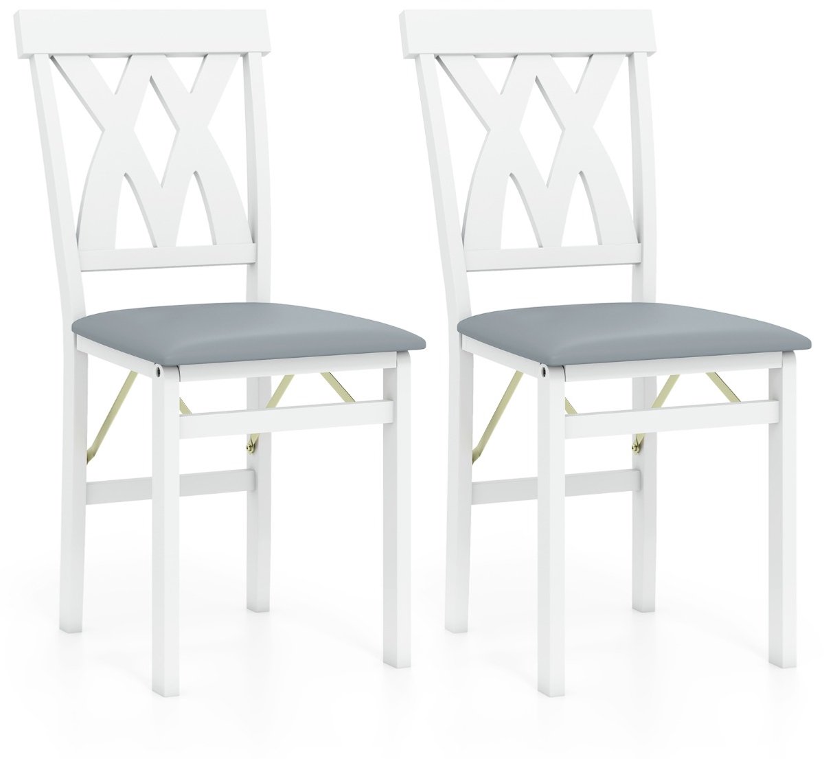 SureDeal® - Eettafel - Inklapbare Eetkamerstoelen Armloze - Lattenrugleuning - Gestoffeerde Kussens Stevig - 41x53x91 cm - Walnoot