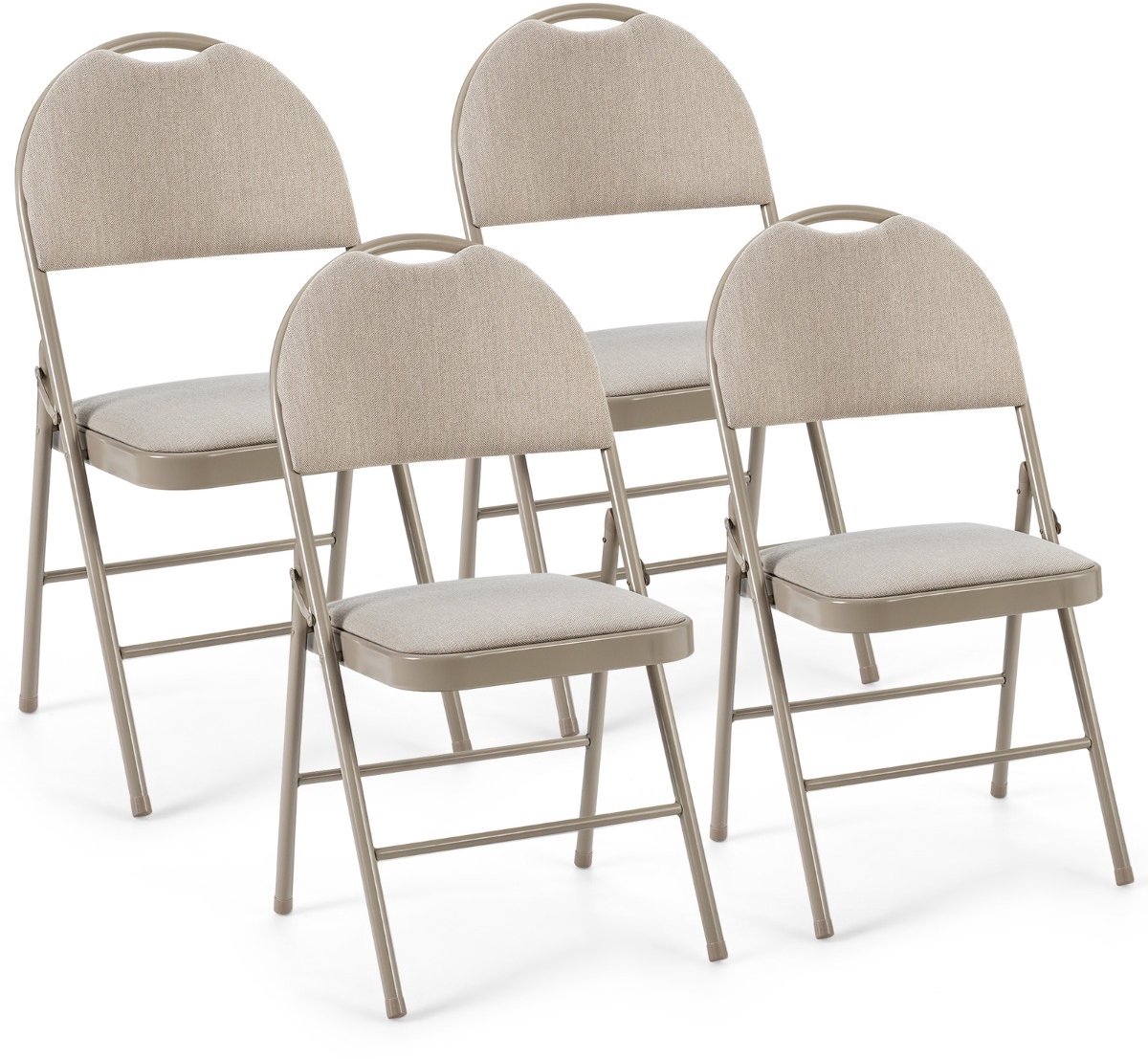 SureDeal® - Bureaustoel - Delige Klapstoelen Draagbare - Gevoerde Zitting - Stof Beklede Rugleuning - 47x50x88,5 cm - Beige