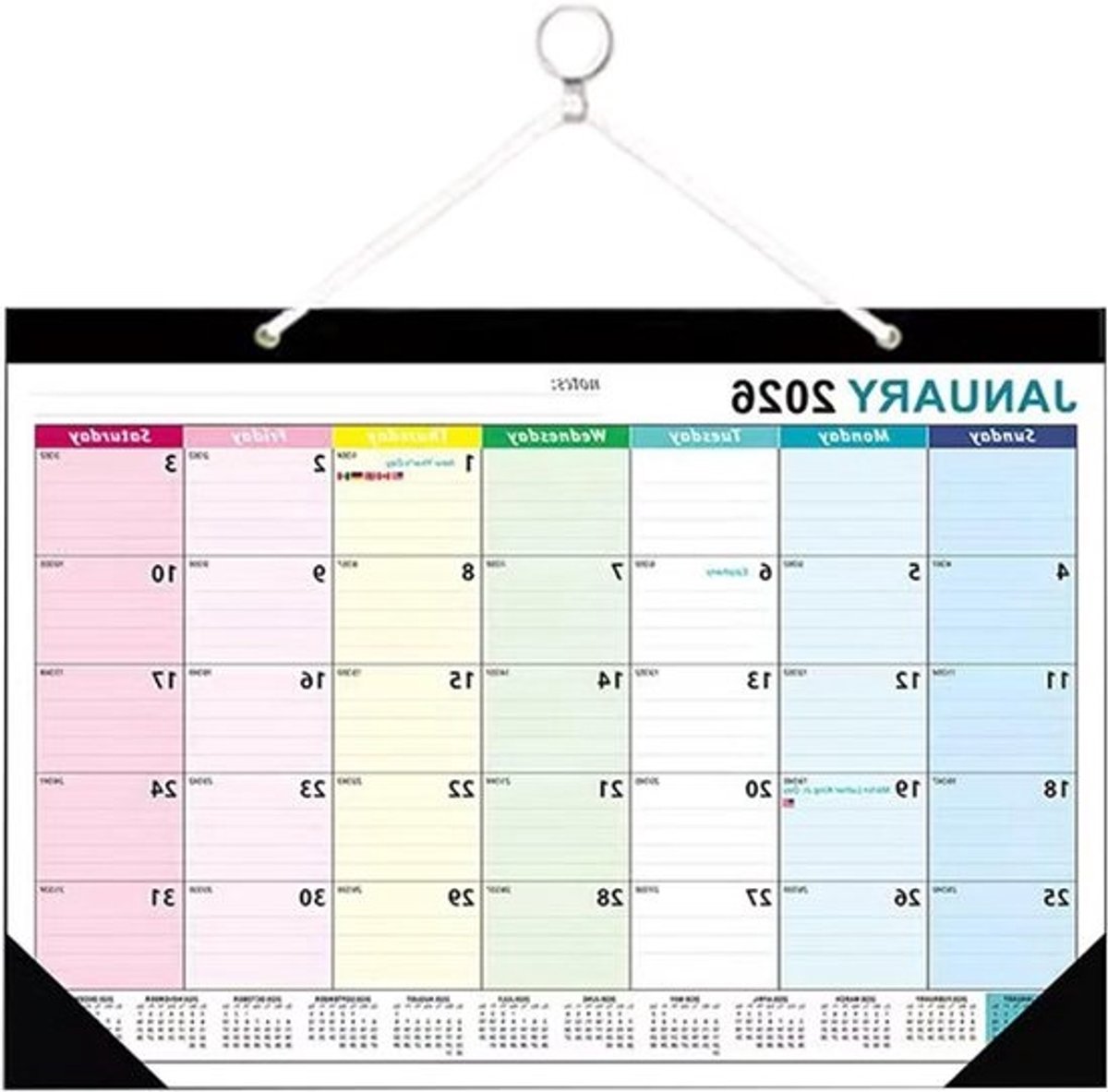 Kalender 2026-2027 - Maandplanner Dagplanner - Bedrijfsplanning Schoolplanning - Efficiënt Visueel Ontwerp - 43 x 21 x 11 cm - Wit