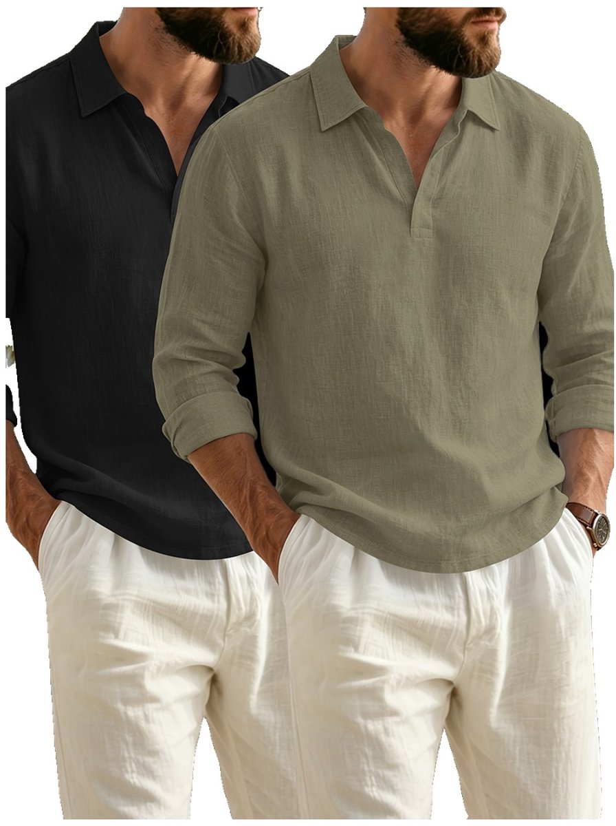 Currero Longsleeve Heren Oversized Lange Mouwen Shirt Roundneck Mannen Kleding T-Shirt + Legergroen XXXL Zwart