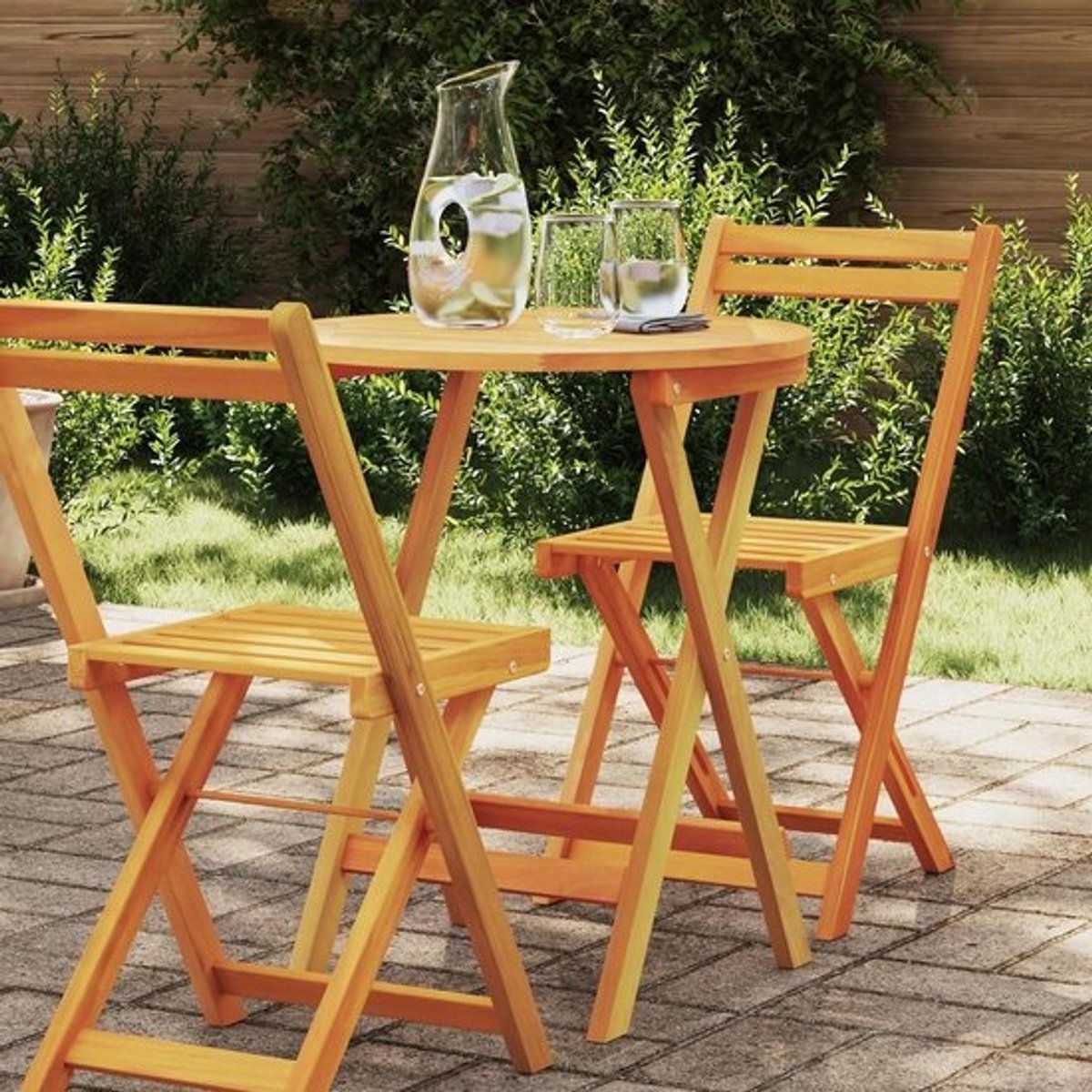 Inklapbare tuintafel - Houten accenttafel - Buiten genieten - Massief acaciahout - 60x60x72 cm - Rustiek bruin
