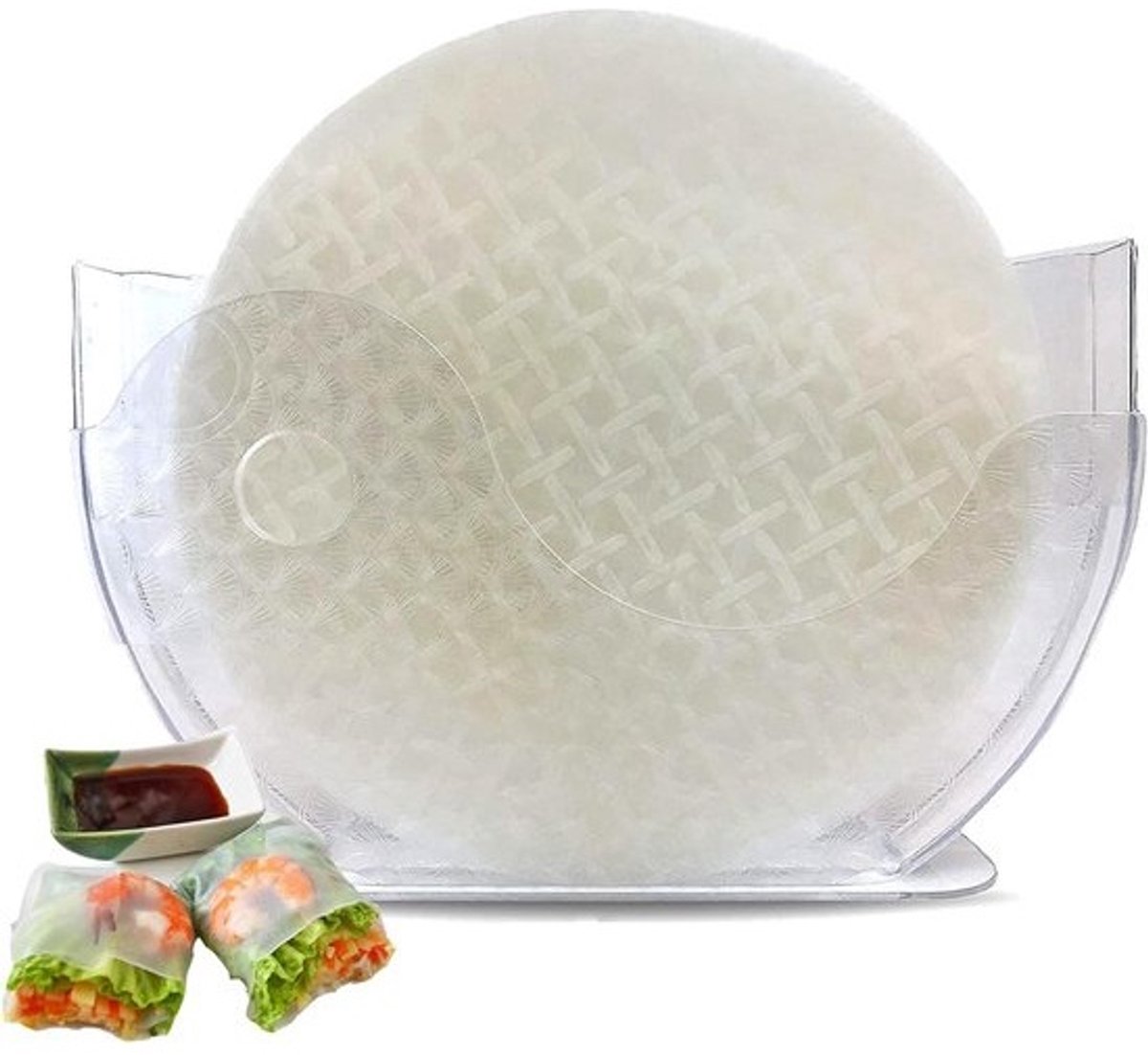Rijstpapier Kom - Zomerrol Houder - Loempia's Maken - BPA-Vrij Plastic - 10.75 x 6.5 Inch - Transparant
