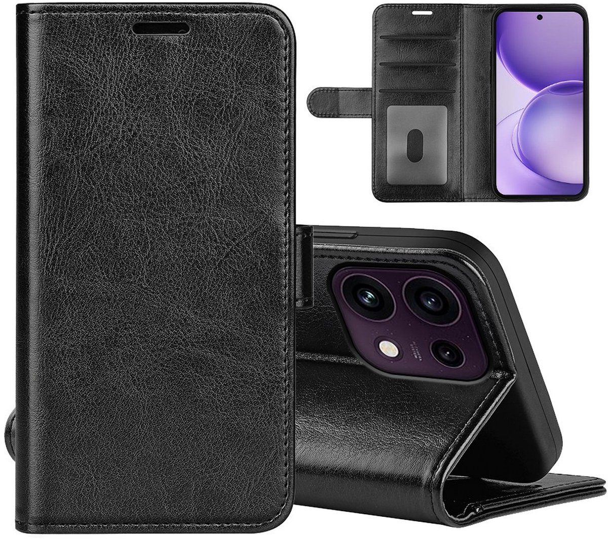 MobyDefend Hoesje - Geschikt voor Oppo Reno16 F/FS - Wallet Book Case (Sluiting Achterkant) - Zwart