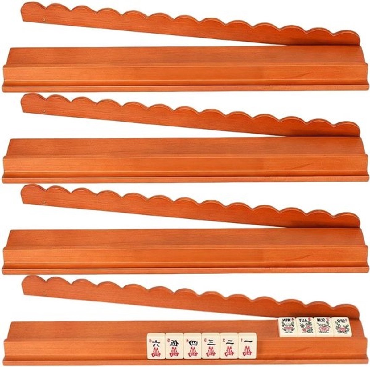 Mahjong rek - Tegelhouder Mahjong accessoire - Spelavond organiseren - Massief houten constructie - 43 cm - Naturel