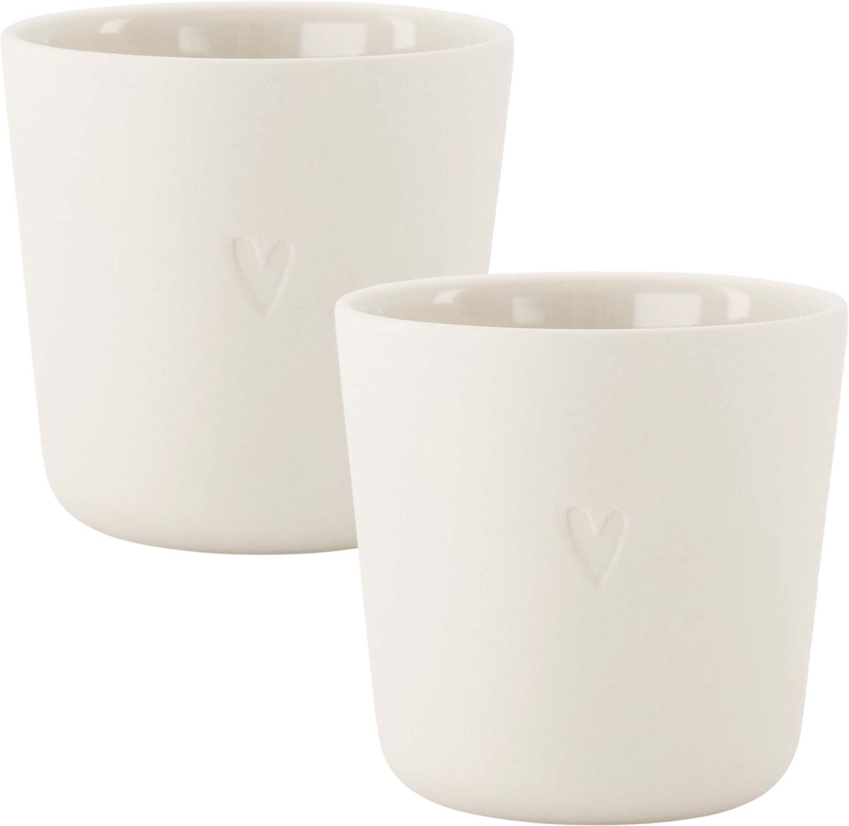 Zusss Set Van 2 Koffiemokken Hartje - Keramiek - Warm Sand - 230Ml Keramiek Zand