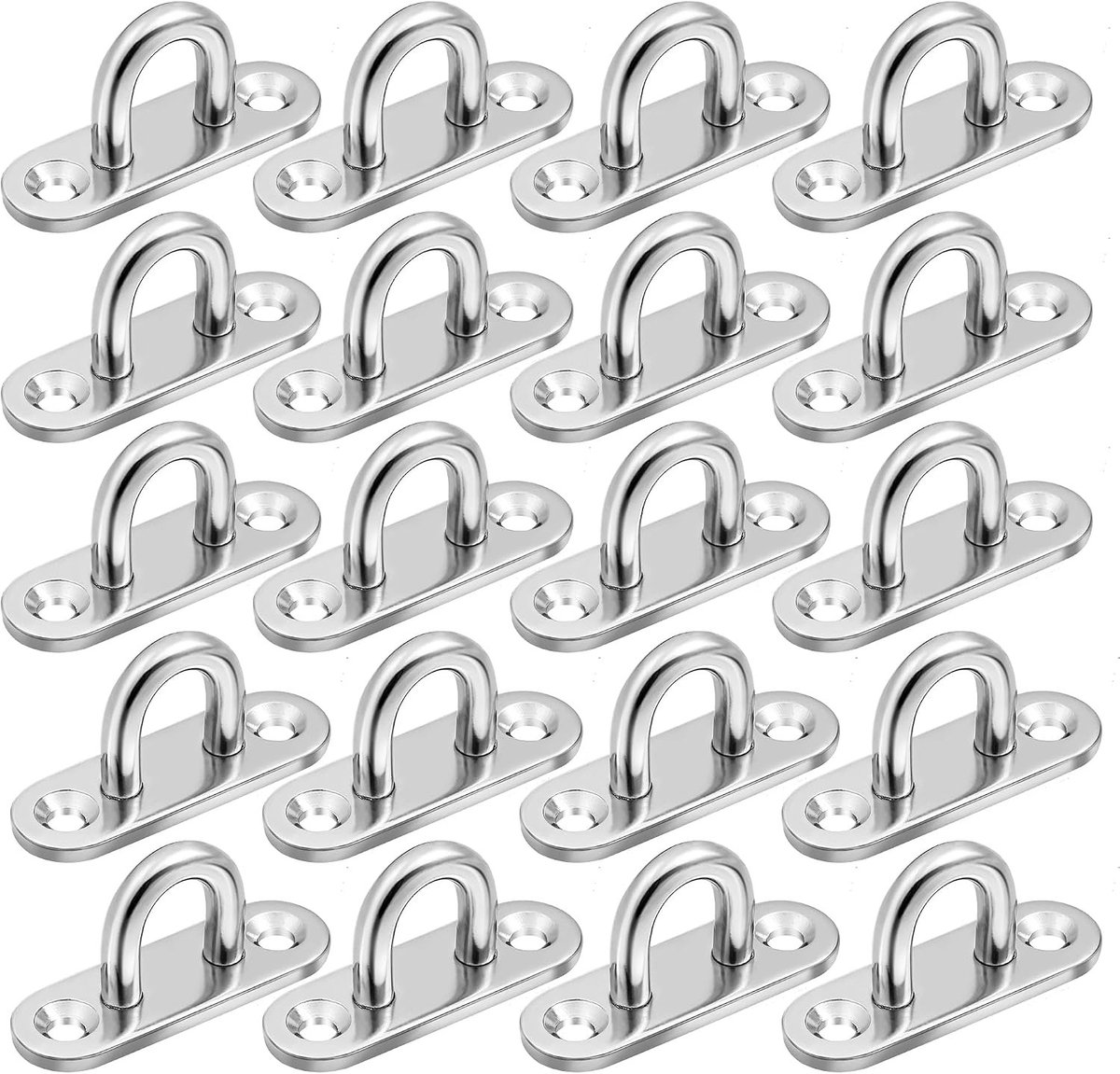 20 Stuks RVS Oogplaten, M5 Dekplaten, Plafondhaken en Metalen Bevestigingshaken voor Bootaccessoires