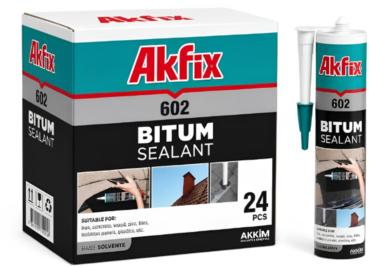 AKFIX Bitumenkit 602 vezelversterkt 310 ml - doos 24 stuks