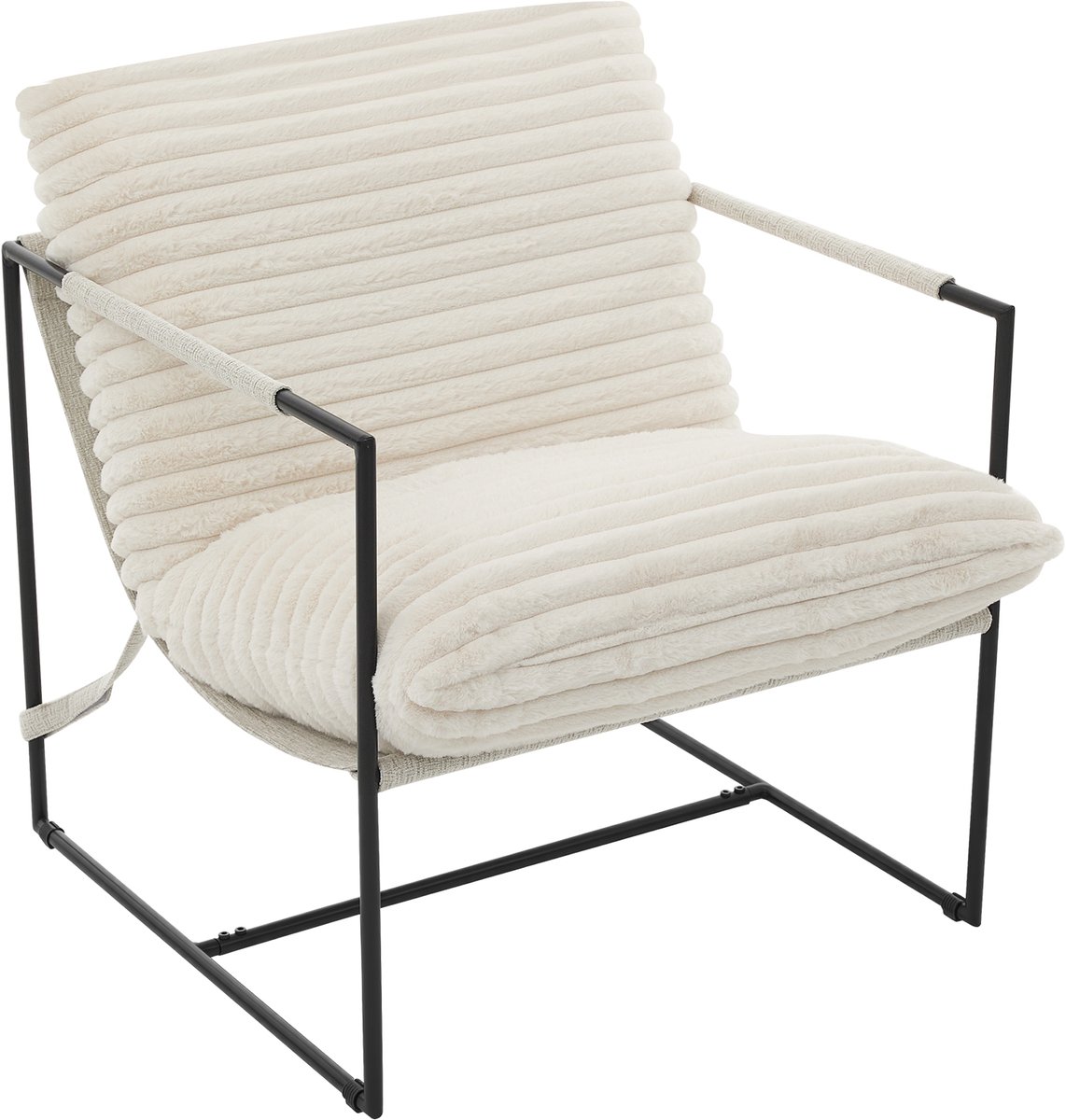 Triumpunpre - Accent Fauteuil Met Metalen Frame - Hoge‑Veerkrachtig Schuim - Afneembare Wasbare Hoes - Stoffen Leesfauteuil Voor Woonkamer Slaapkamer En Kantoor - Ribfluweel | Beige