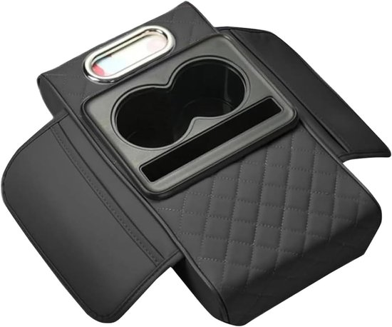 Multifunctionele armsteunhoes van PU-leer voor in de auto, universele opbergbox voor de middenarmsteun, met opbergvak, bekerhouder, telefoonhouder en tissuebox, auto-interieuraccessoire voor de armsteun.