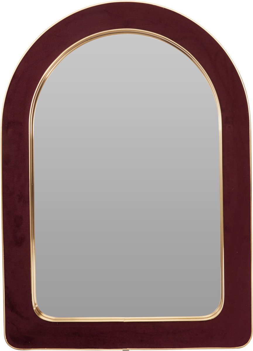 H&S Collection Spiegel Madeira - bruin - halfrond - vilt/staal - 70 x 50 cm - wandspiegel
