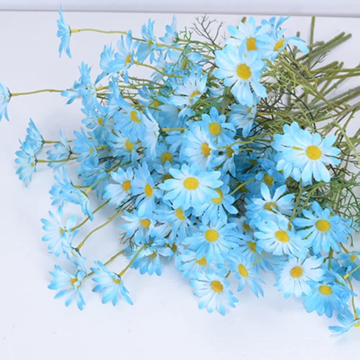 Dailygoods - Kunstbloemen - 12 Bundels Madeliefjes - UV-bestendig Blauw