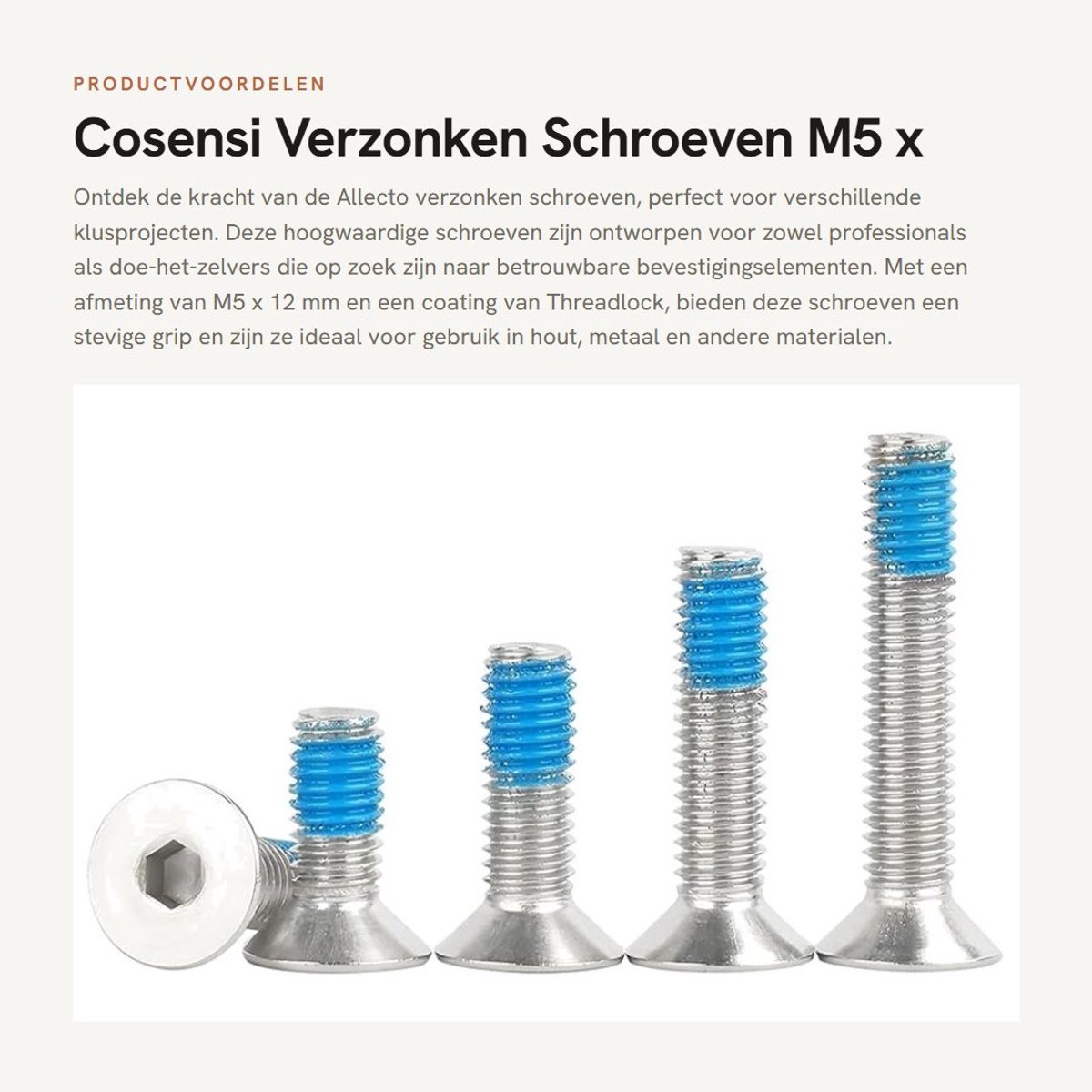 Dailygoods- Verzonken Schroeven 20 Stuks - M5 x 12 mm - Roestvrij Staal 304 - Binnenzeskant - DIN 7991 - Corrosiebestendig