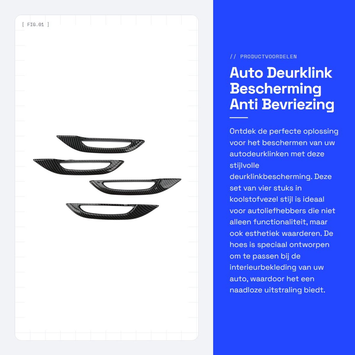 Dailygoods- Deurknopbescherming 4 Stuks - Anti Bevriezing - Koolstofvezel Stijl - Professioneel Ontwerp - Betrouwbare Kwaliteit - Gebruiksvriendelijk - Deurgreep