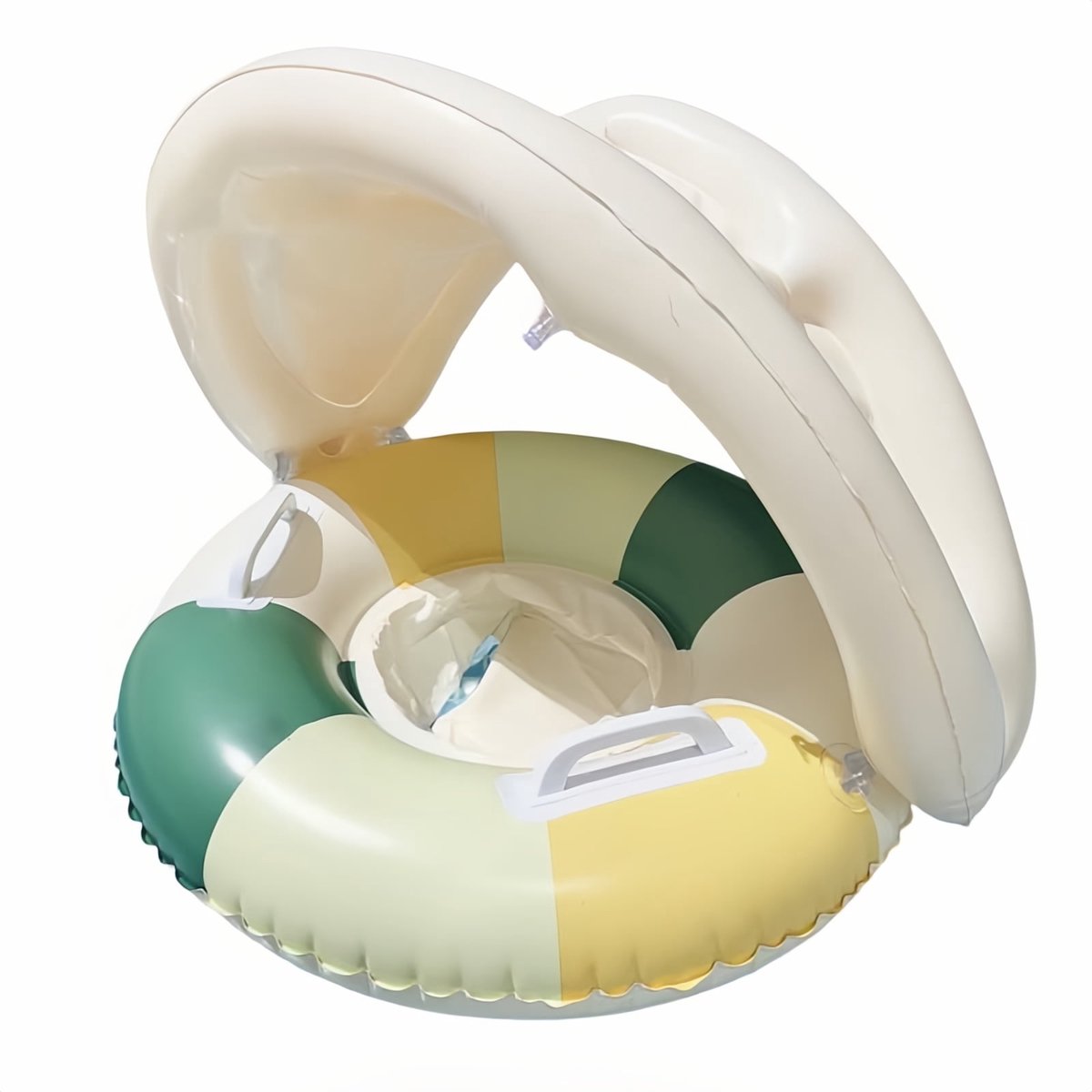 LISM-Opblaasbare zwembadmatras met verstelbare luifel en handgrepen, comfortabele zitting, perfect voor zomerse wateractiviteiten in de buitenlucht - Groen