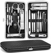 Nagelknipper Set - Manicure Set - Nagelknipper - Nagelverzorging - Draagbare Opbergkoffer van Leer - RVS - 19-delige