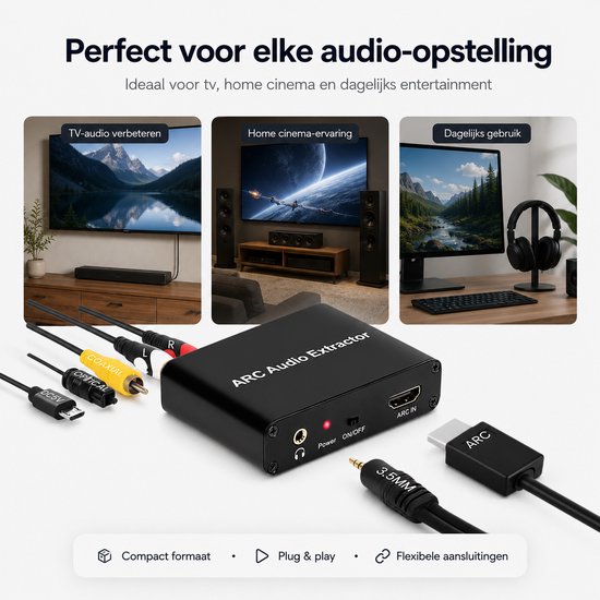 Digitaal naar Analoog Audioconverter - ARC Audio Retour - HDMI naar Optisch/Coax/RCA - 192kHz - Zwart — afbeelding 5
