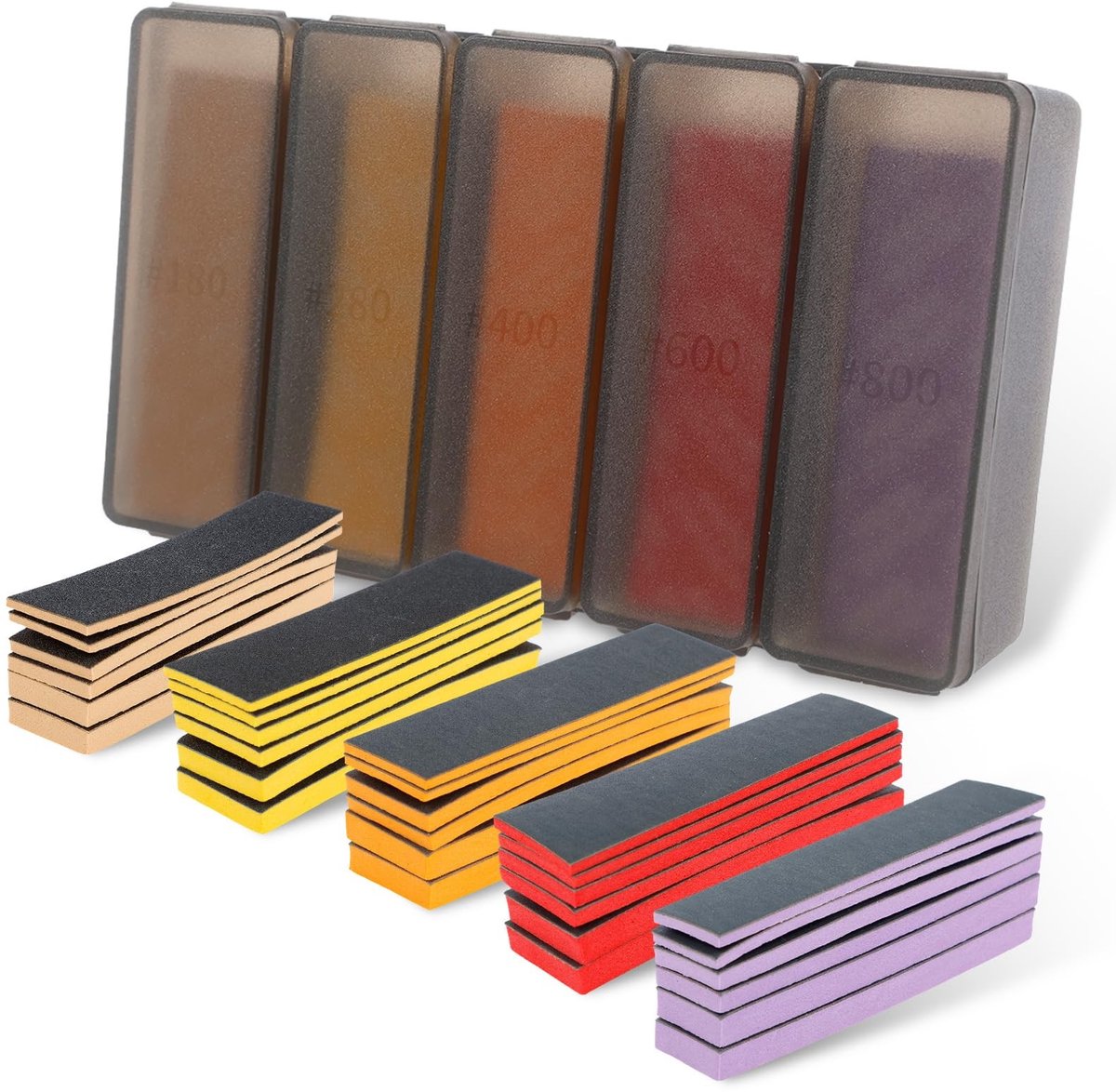 Dailygoods- Schuursponzen 30 Stuks - Zacht/Flexibel - Korrelgrootte 180-2500 - EVA-Materiaal - Handschuurblokken - Duurzaam/Betrouwbaar - Schuurpads