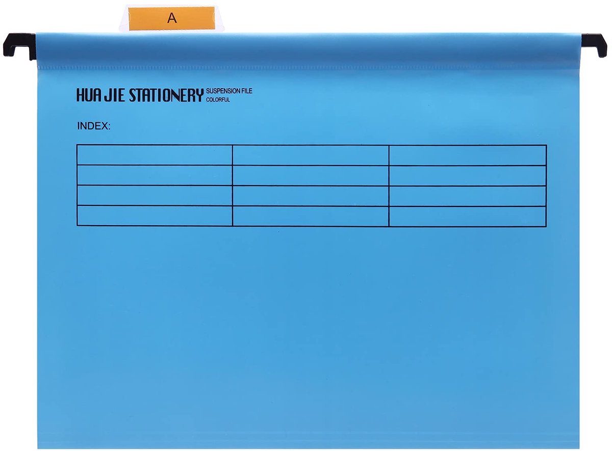 Dailygoods - 12 stuks A4 Hangmappen met Tabbladen en Kaartinzetstukken - Blauw